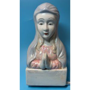 Madonna Porcelain Ceramic Statue 7" Tall Praying Hands Religious Christian